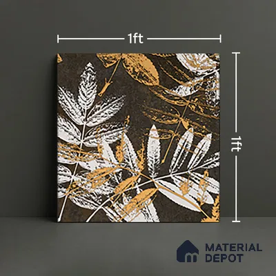 Floral Wall Tile TL 07249 B Plana 8006 GLM (Gold) 1 ft x 1 ft Ceramic Matte Finish - 9 mm  | 2 mm Spacer is Mandatory | Please Expect a Slight Variation of Pattern (Sample)